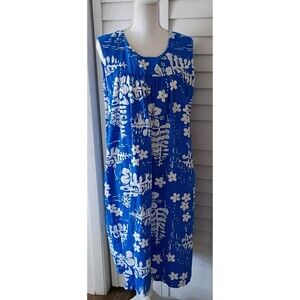 Ui Maikai tropical women's muumuu sleeveless dress pullover M